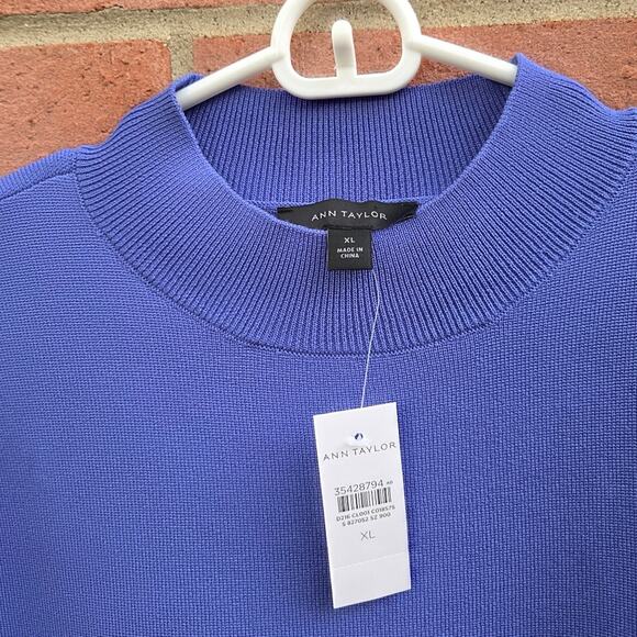 Ann Taylor Mock Neck Flare Sweater Dress Size XL Blue - Picture 4 of 6
